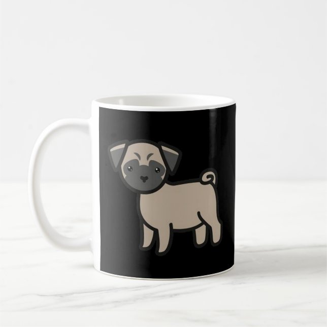 Caneca De Café Cartoon de Pug Fawn (Esquerda)
