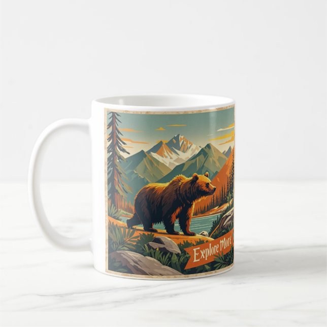 Caneca De Café Cartoon de urso retrô e Poster da serra (Esquerda)