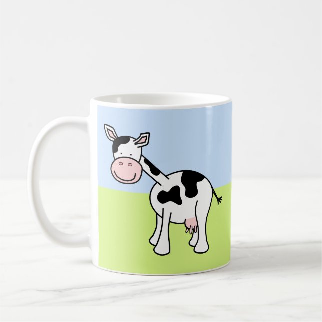 Caneca De Café Cartoon de vaca preto e branco. (Esquerda)