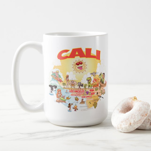 Caneca De Café Cartoon do Sul da Califórnia (Com Donut)
