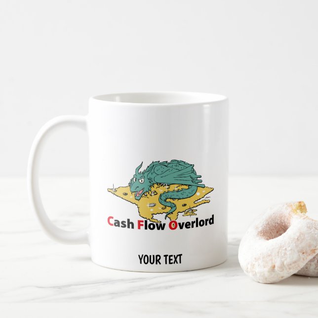 Caneca De Café Cartoon Dragão CFO (Com Donut)
