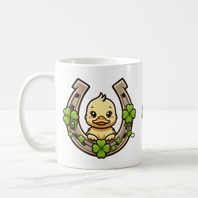 Caneca De Café Cartoon Duckling on Celtic Horserrading Mug (Esquerda)