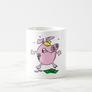 Caneca De Café Cartoon Engraçado Banco Perdendo Dinheiro