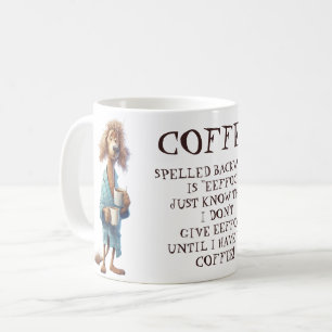 Caneca De Café Cartoon Engraçado Café Espelhado Para Trás