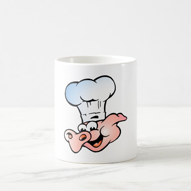 Caneca De Café Cartoon Engraçado Chef de Porco com Chapéu (Criador carregado)