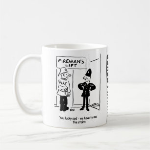 Caneca De Café Cartoon Engraçado Firefighter and Policeman