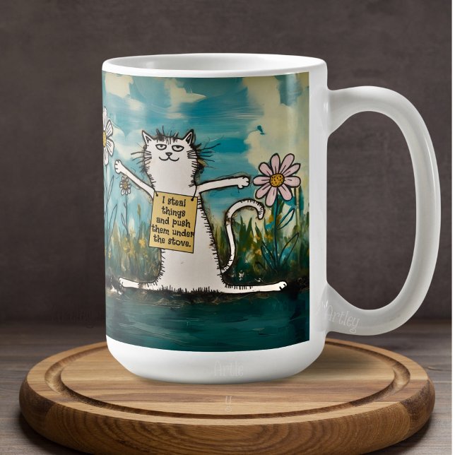Caneca De Café Cartoon Engraçado Memória de Gato (Criador carregado)