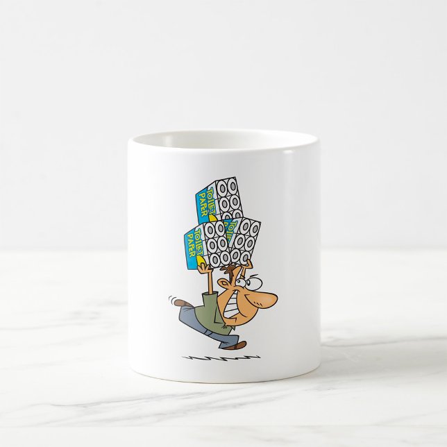 Caneca De Café Cartoon Engraçado Pânico Comprando Papel de Banhei (Criador carregado)