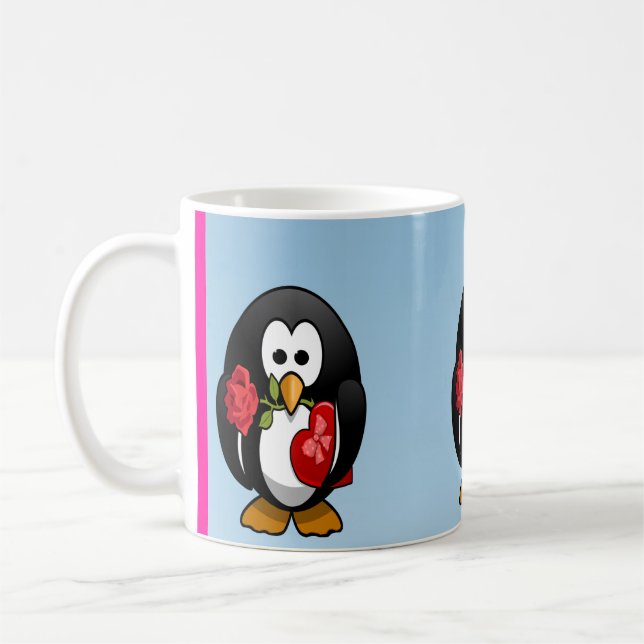 Caneca De Café Cartoon Engraçado Pinguim Dia de os namorados Boni (Esquerda)