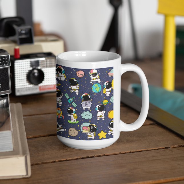 Caneca De Café Cartoon espacial astronauta (Astronaut Outer Space Cartoon Coffee Mug)