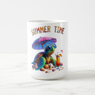 Caneca De Café Cartoon fantástico de uma tartaruga relaxando na p