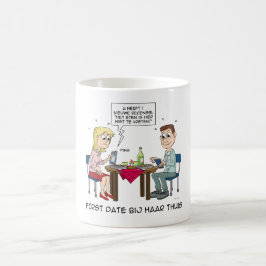 Caneca De Café Cartoon; First date bij haar thuis. 