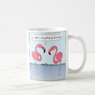 Caneca De Café Cartoon Flamingos Rosa Engraçado | Novidade Humoro