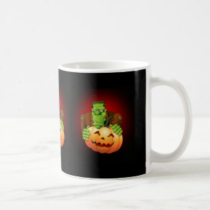 Caneca De Café Cartoon Frankenstein Monster com Pumpkin