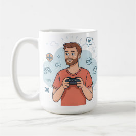 Caneca De Café Cartoon Gamer Character Illustration
