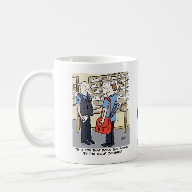 Caneca De Café Cartoon Golfer Postman ama Golf (Esquerda)