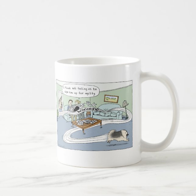 Caneca De Café Cartoon Keeshond Agiliy Dog | Cute Keesie Lover (Direita)
