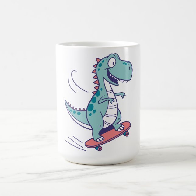 Caneca De Café Cartoon legal T-Rex no skate (Centro)