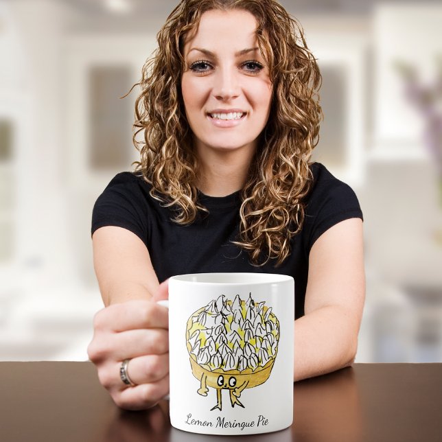 Caneca De Café Cartoon Lemon Meringue Pie Cute (Cute lemon meringue pie cartoon art coffee mug for cake lovers)