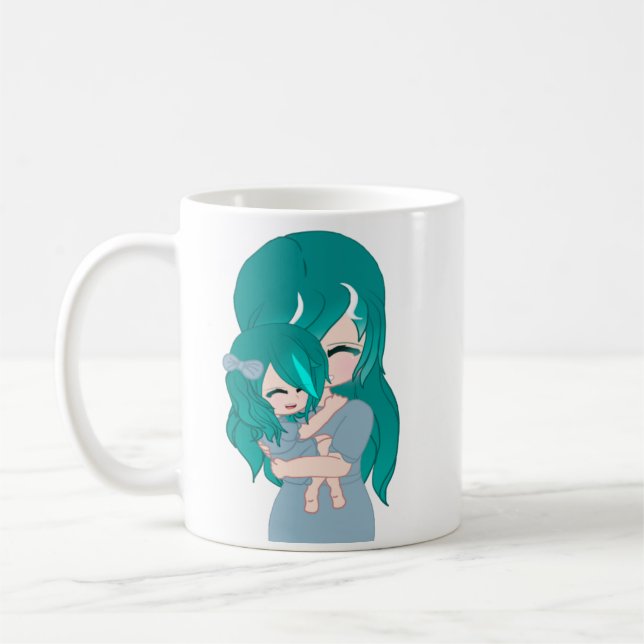 Caneca De Café Cartoon Madre e Filha Mug (Esquerda)