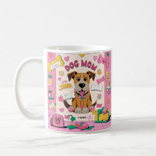 Caneca De Café Cartoon Mamãe cachorrinha no quarto rosa