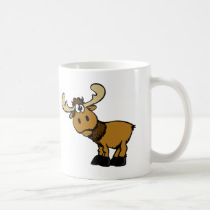 Caneca De Café Cartoon Moose curiosa escolher cor de fundo