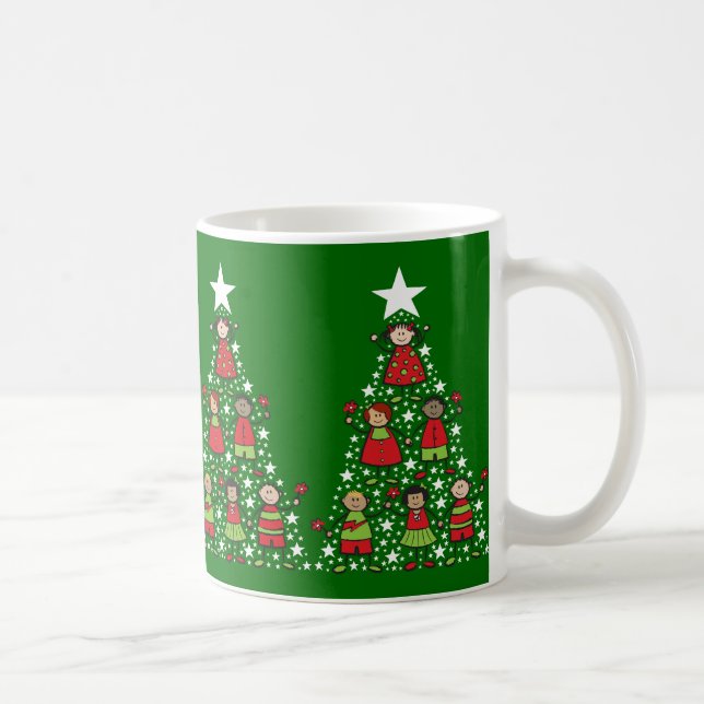 Caneca De Café Cartoon Natal Árvore Crianças Diversão Feriado Qui (Direita)