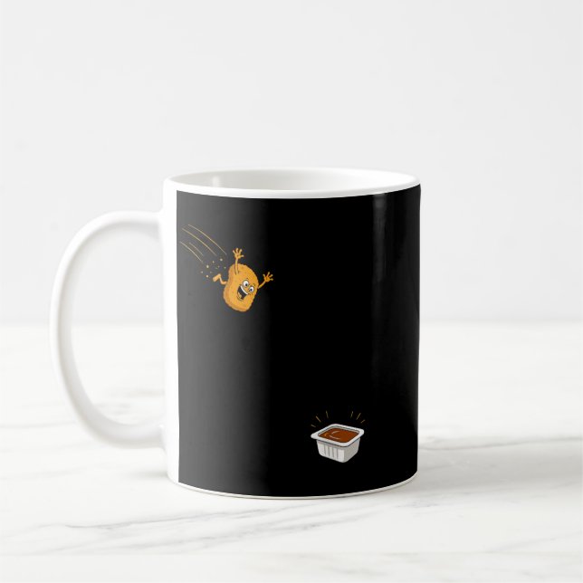 Caneca De Café Cartoon Nugget de Frango Voador Divertido Molho (Esquerda)