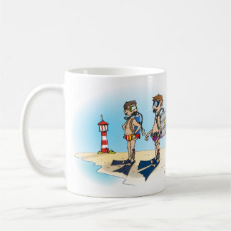 Caneca De Café Cartoon; Op duikvakantie gaan. kaart
