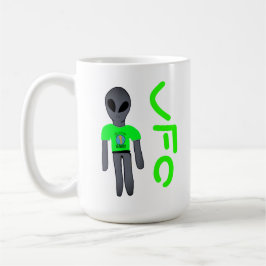 Caneca De Café cartoon ovni alien cinza