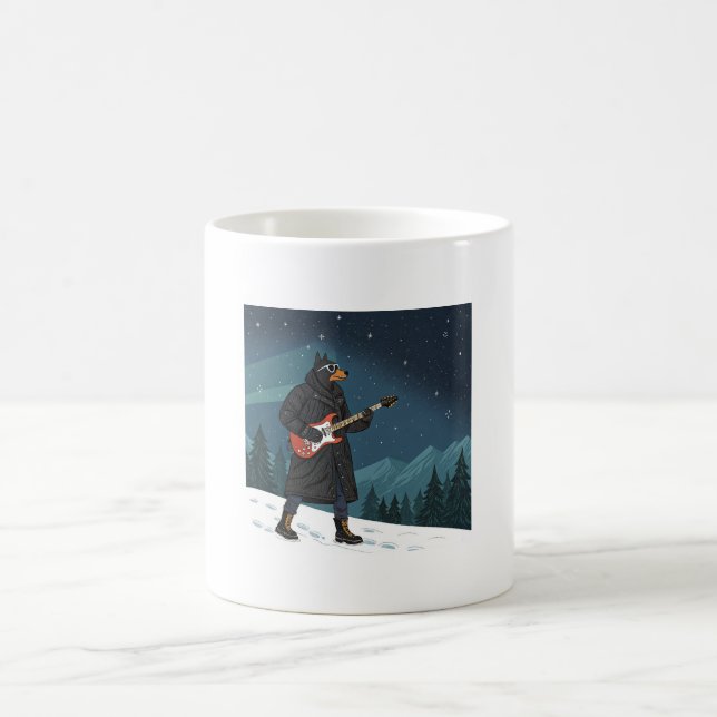 Caneca De Café Cartoon Rocker Dog Under the Stars (Centro)
