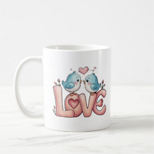Caneca De Café Cartoon Romântico de AMOR