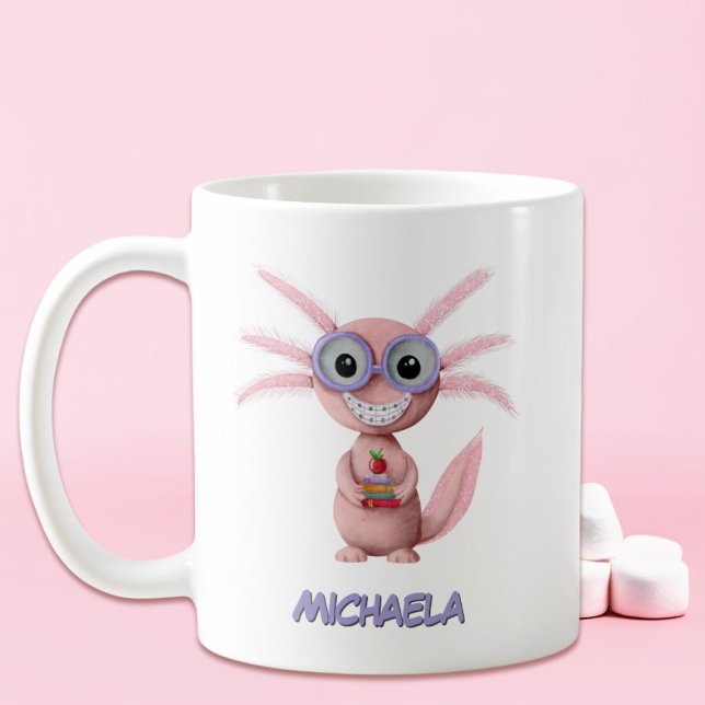 Caneca De Café Cartoon rosa-claro Axolotl (Criador carregado)