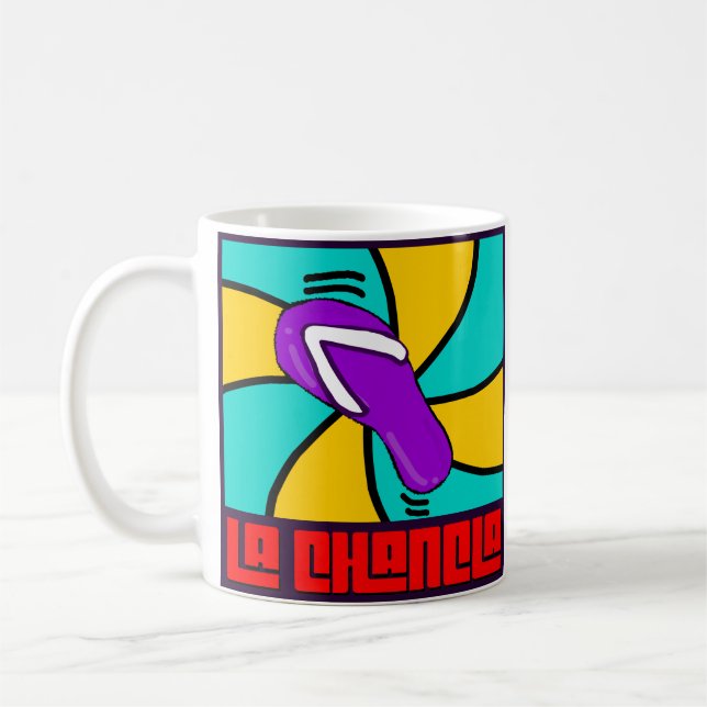 Caneca De Café Cartoon roxo Chancla Engraçado Espanhol Latina Mãe (Esquerda)