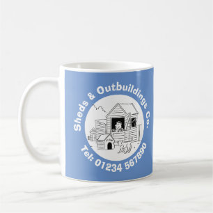 Caneca De Café Cartoon Sheds & Outbuilding com Número de Telefone