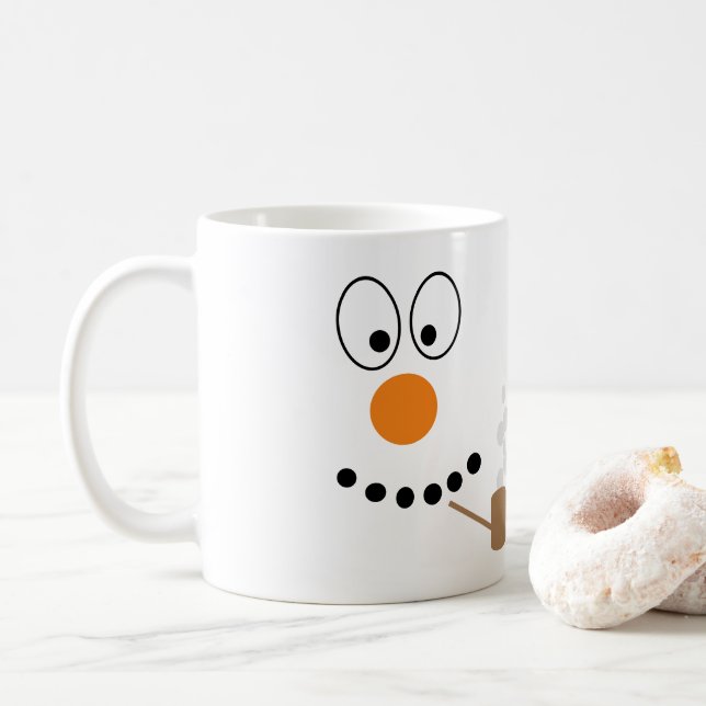 Caneca De Café Cartoon Snowman Face Natal (Com Donut)