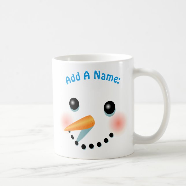 Caneca De Café Cartoon Snowman legal a sorrir (Direita)