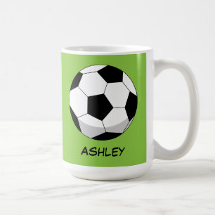 Caneca De Café Cartoon Soccer Ball   Adicione seu nome