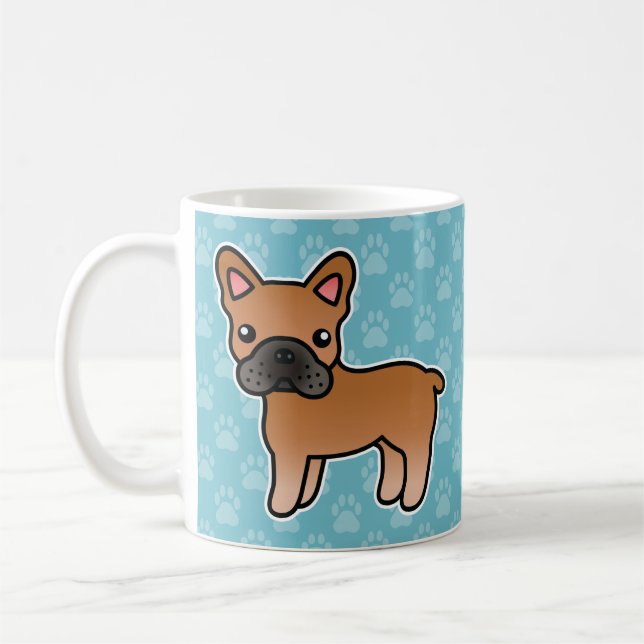 Caneca De Café Cartoon Vermelho Bulldog Francês (Esquerda)