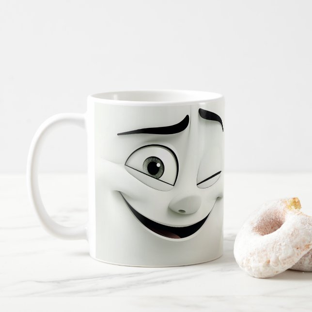 Caneca De Café Cartoon Winthroon Face 3D Mug 9 (Com Donut)