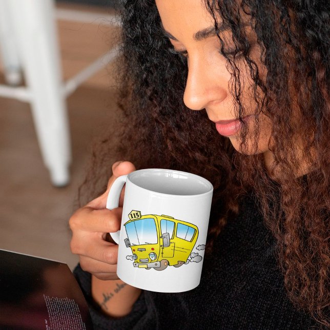 Caneca De Café Cartoon Yellow Bus Mug (Criador carregado)