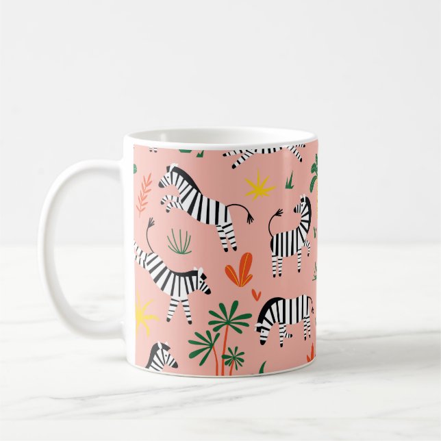 Caneca De Café Cartoon Zebras Funny Patterno Sem Olho (Esquerda)
