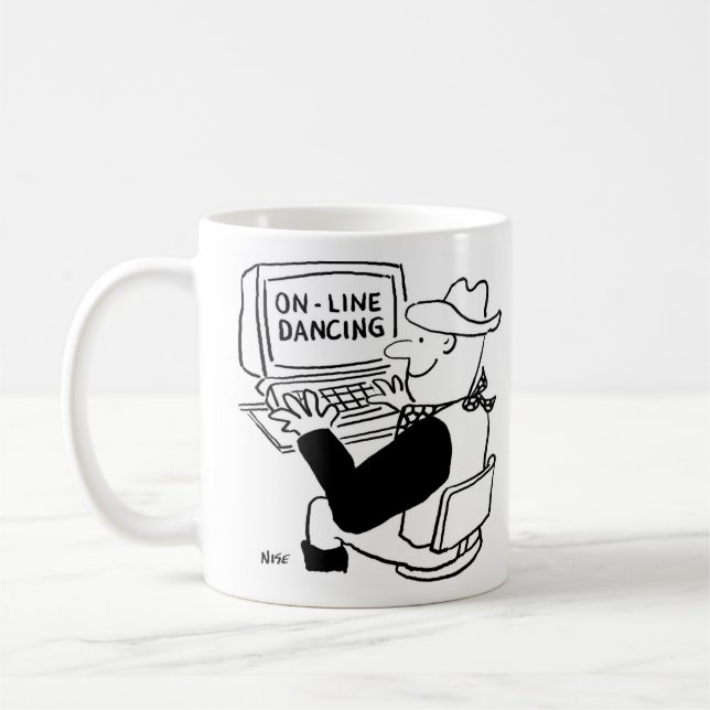 Caneca De Café Cartum de dança de linha do país e oeste (Esquerda)