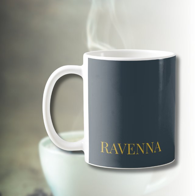 Caneca De Café Carvão Dourado Nome Personalizado Presente de Luxo (Criador carregado)