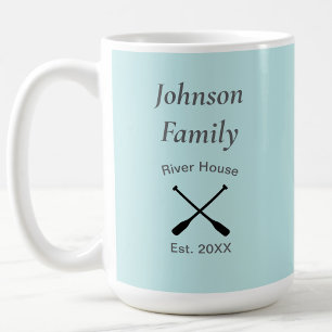 Caneca De Café Casa à beira do rio nome da família personalizado 