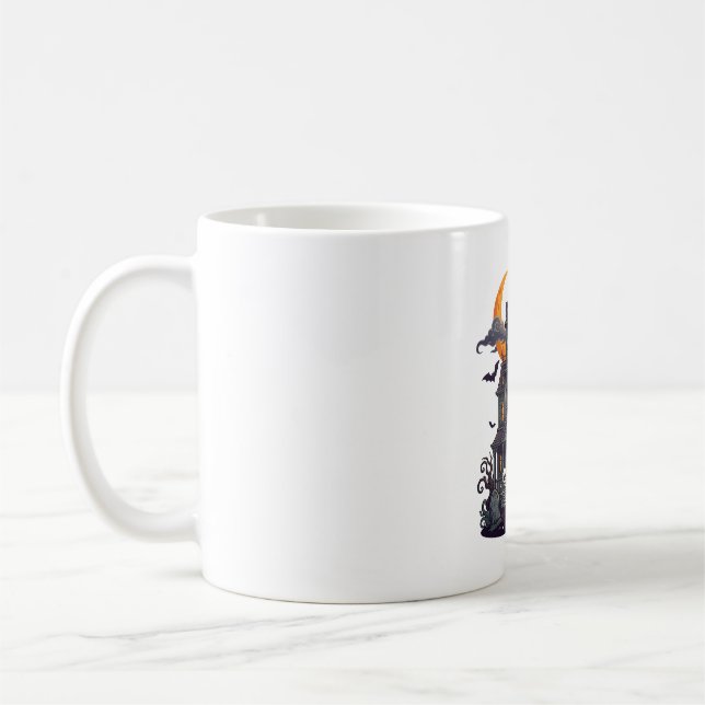 Caneca De Café Casa Assombrada de Halloween Esqueletos Abóbora Fa (Esquerda)