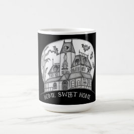 Caneca De Café Casa Assombrada e Morcegos Halloween