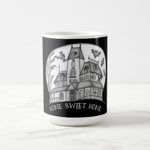 Caneca De Café Casa Assombrada e Morcegos Halloween