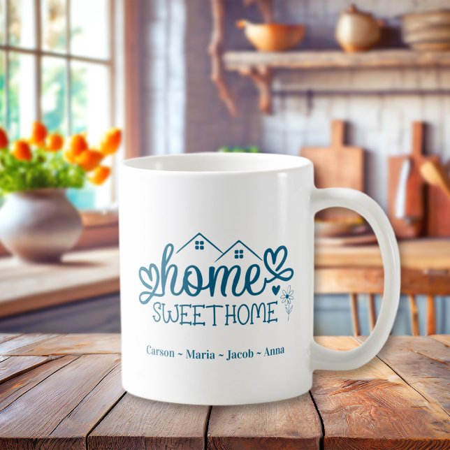 Caneca De Café Casa Azul Doce Personalizada (Blue Home Sweet Home Personalized Coffee Mug
)