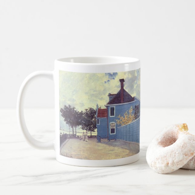 Caneca De Café Casa Azul em Zaandam, por Claude Monet (Com Donut)